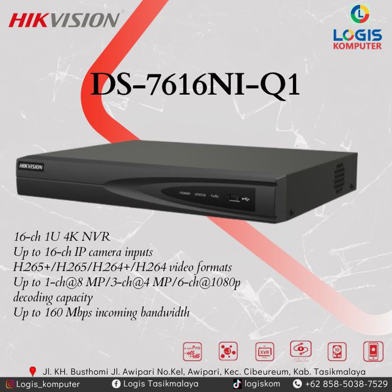 NVR HIkvision DS-7616NI-Q1 4-ch 1U 4K NVR