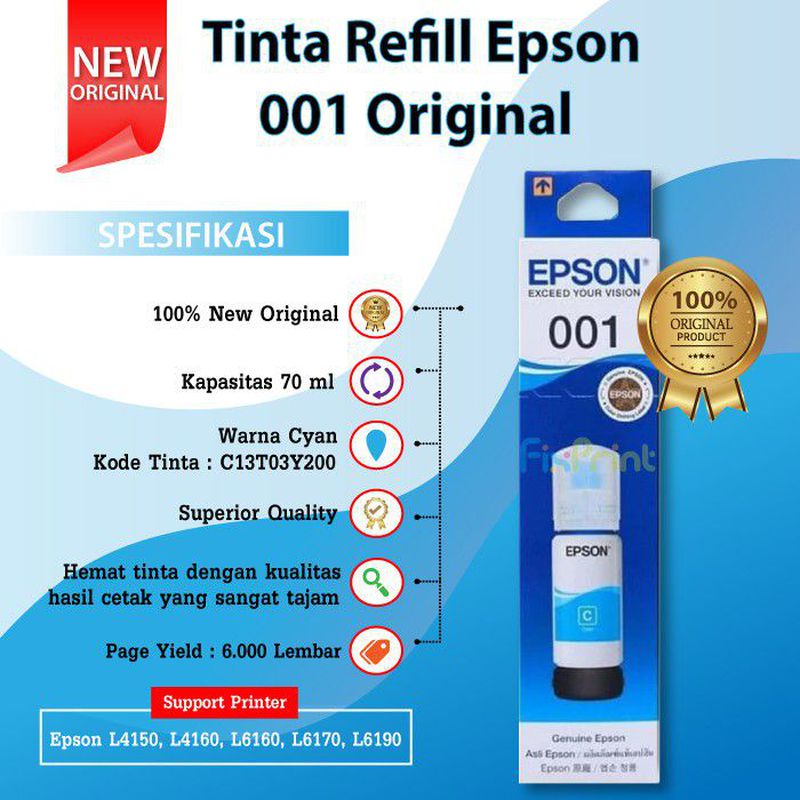 TINTA PRINTER EPSON 001 BLUE