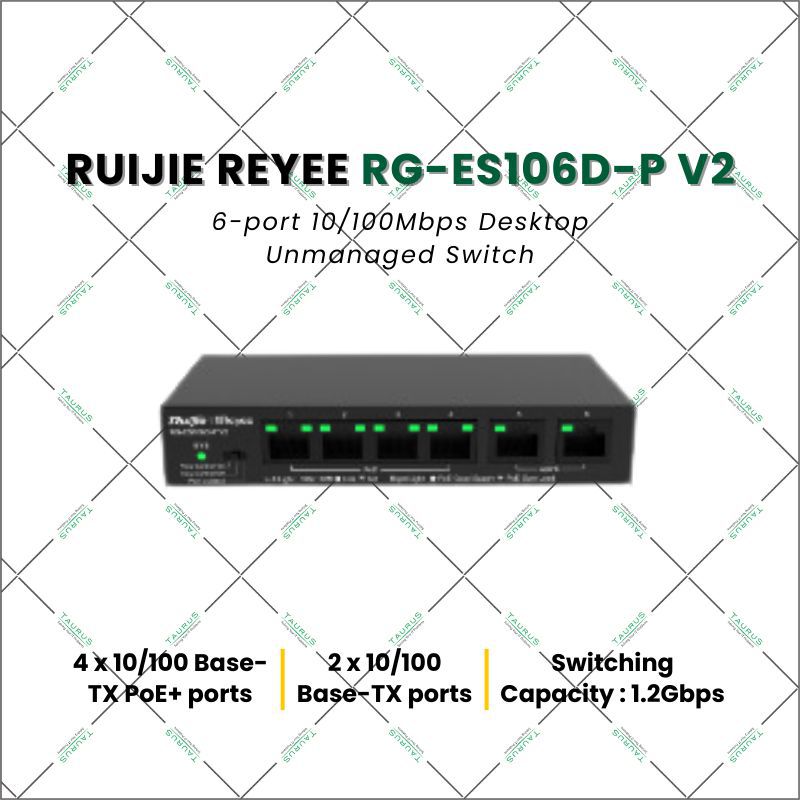 Ruijie Reyee RG-ES106D-P V2 6-port 10/100Mbps Desktop Unmanaged Switch