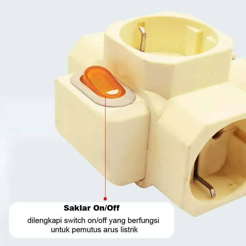 MIKOTEK Steker T Arde 3 Lubang / Colokan Listrik Saklar On/Off MT-7899F