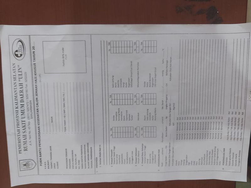 Form Bantu Pemeriksaan Kesehatan Calon Jemaah Haji Khusus (F4) (Rim)