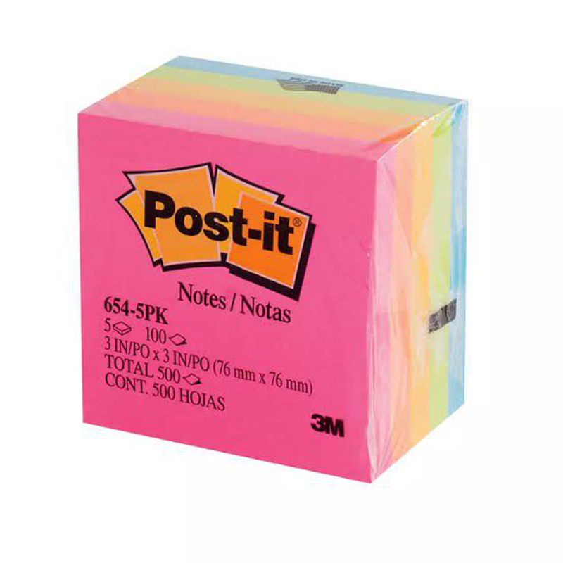 Post-it notes 3M 654 colour (isi 5 pad)