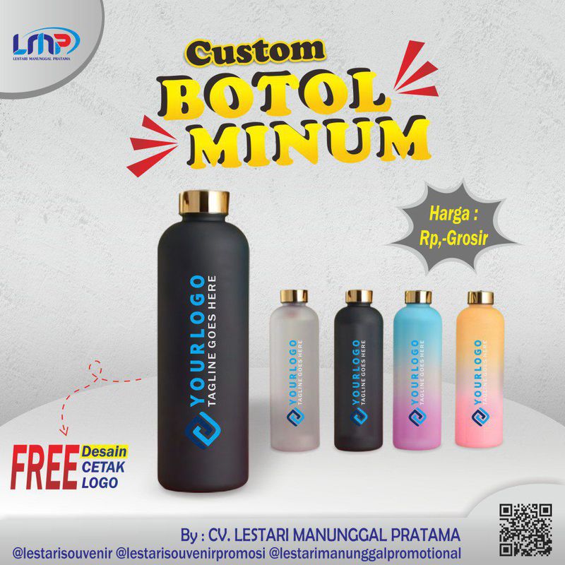 Merchandise Souvenir Custom Botol Minum - Merah Tua
