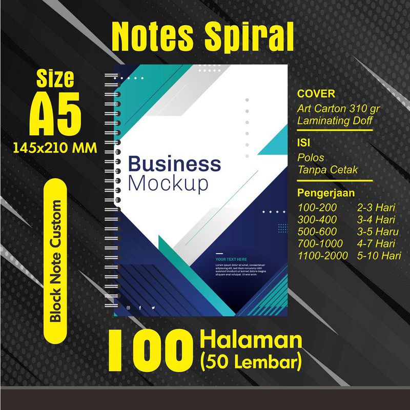 Block Note isi 100 Halaman Custom
