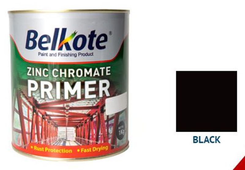 Cat besi anti karat BELKOTE Zinc Chromate (Hitam, 1 Kg) meni dasar