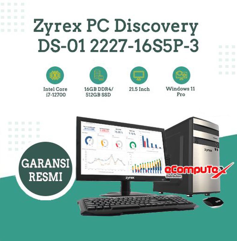 ZYREX DESKTOP PC DISCOVERY DS01 222716S5P3 i7 16GB 512GB TKDN