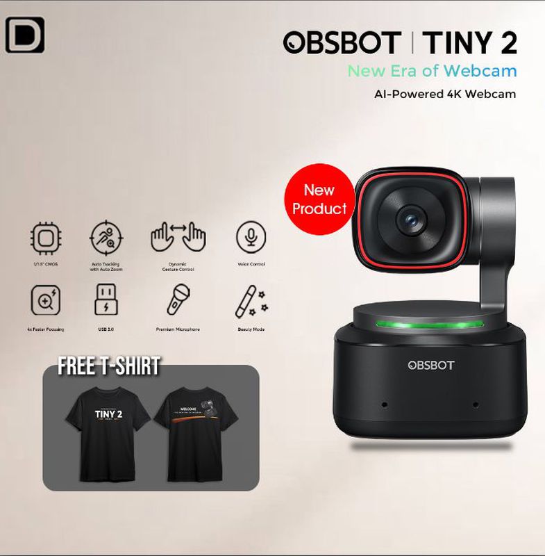 OBSBOT Tiny 2 AI-Powered PTZ 4K Webcam Product information Obsbot