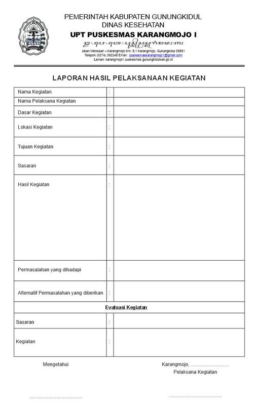 LAPORAN HASIL KEGIATAN - FORM PETUGAS