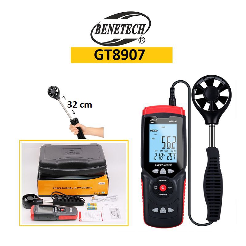 Anemometer Data Logger Wind Speed Meter Tester Benetech Gt8907 8930