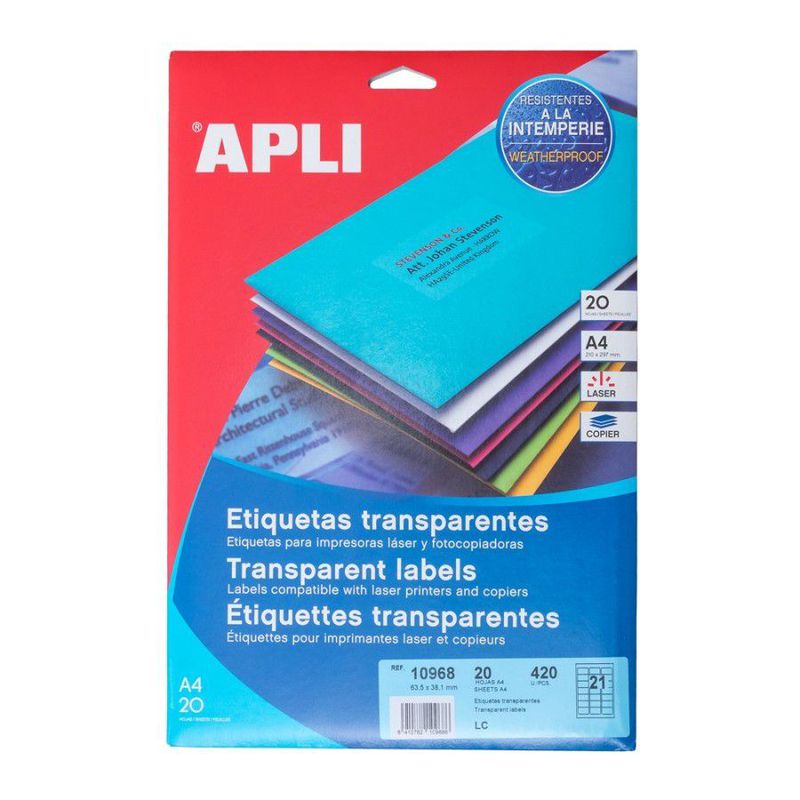 APLI Label Polyester / Plastik Transparent 63.5X38.1MM 420 unit