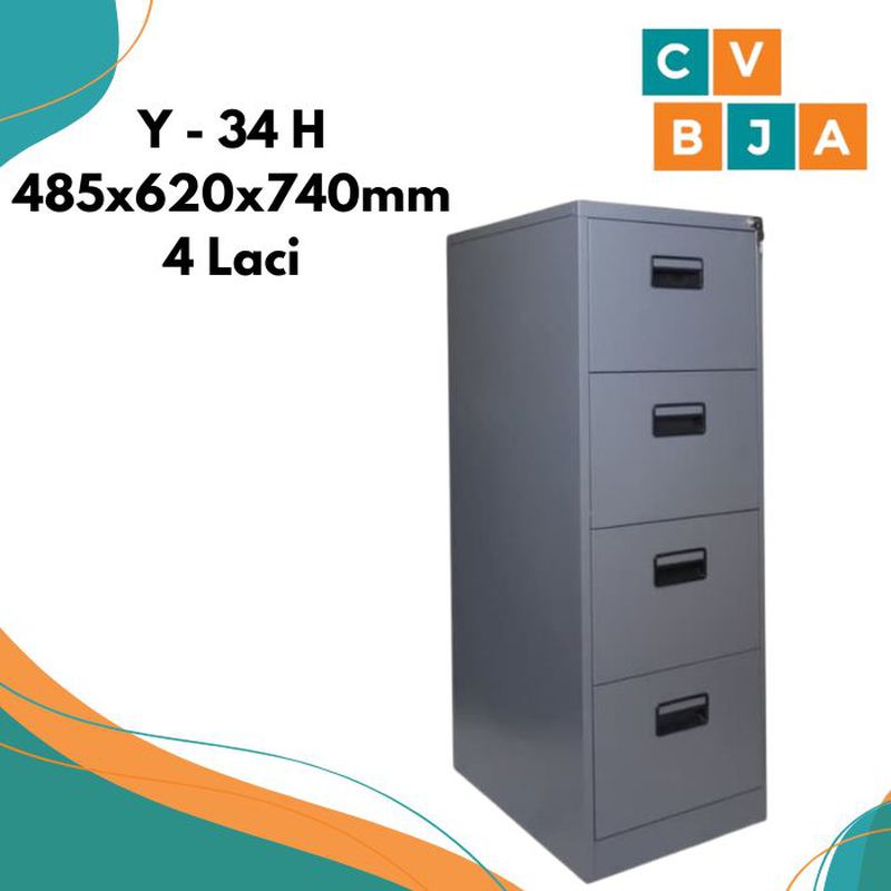 Lemari File Besi/Filling Cabinet 4 laci (handle hitam)