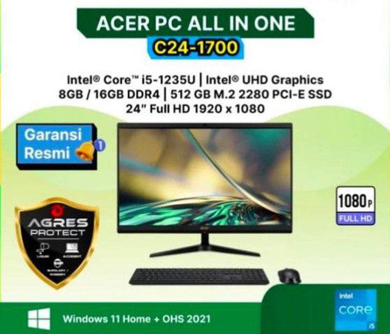 PC All In One Acer, Intel Core i5, Ram 8 Gb