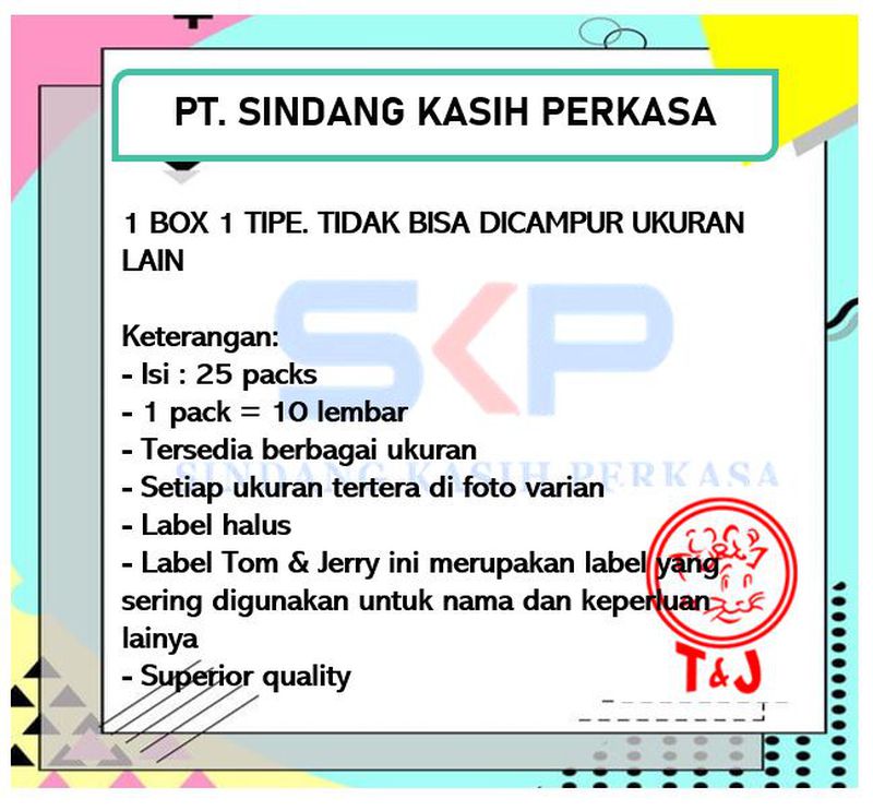 Label Kertas T&J - 127