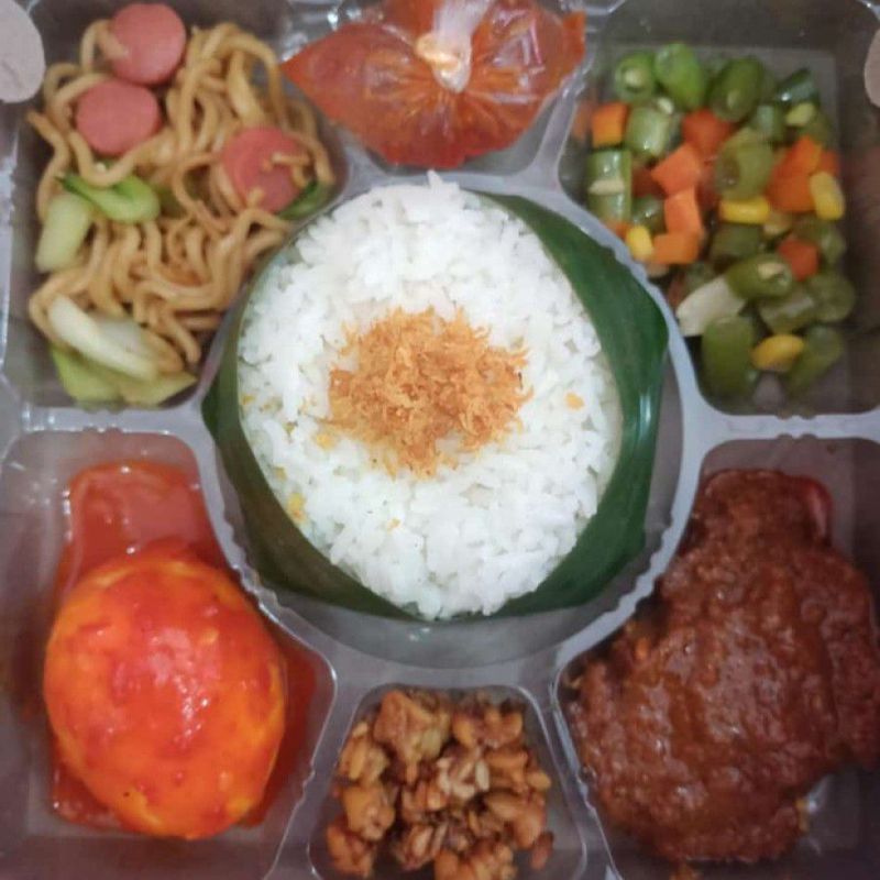 NASI KOTAK - NASI RAMES LAUK DAGING BUMBU LAPIS