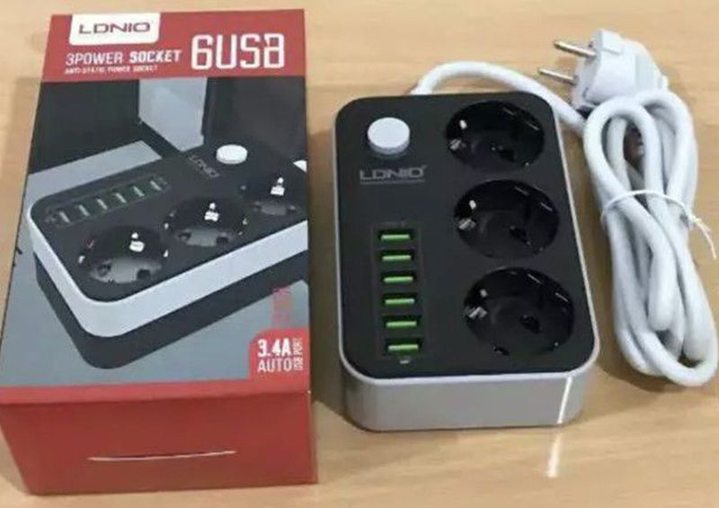 LDNIO SC3631 stop kontak 3 power socket dan 6 USB charging anti static ...