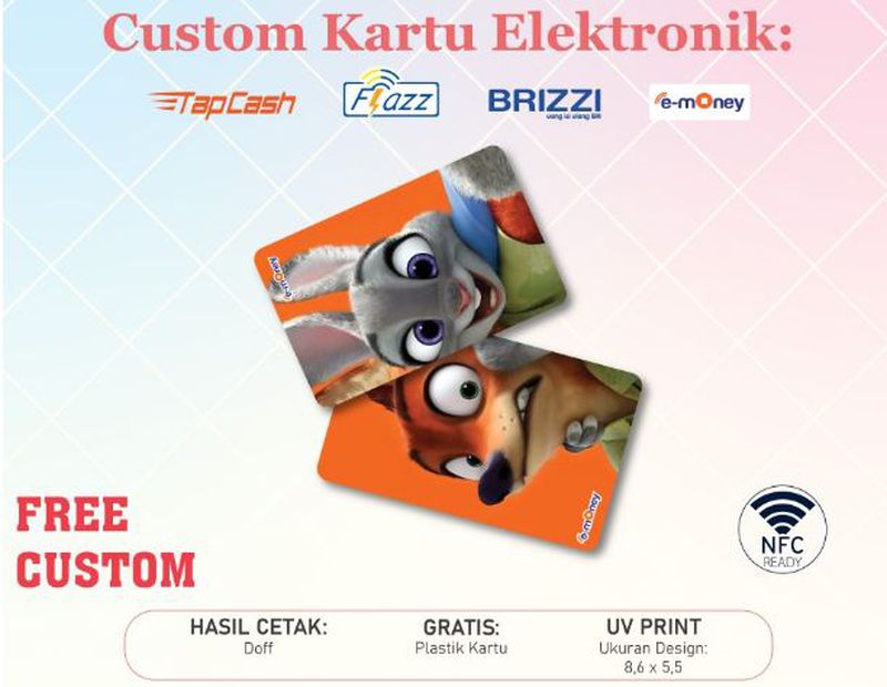 Custom Kartu Emoney Utama / Emoney Print UV