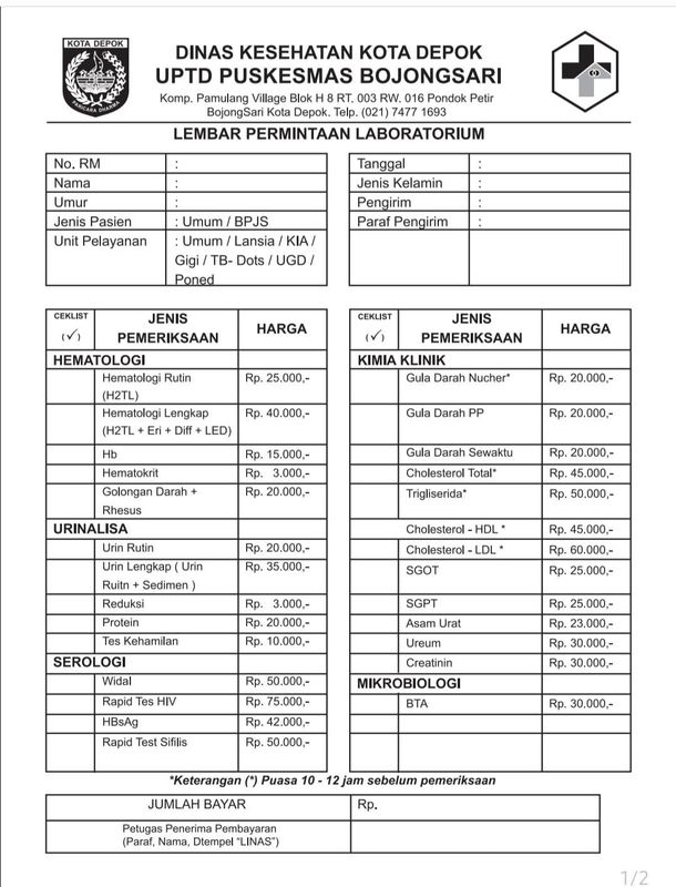 Lembar Permintaan Laboratorium