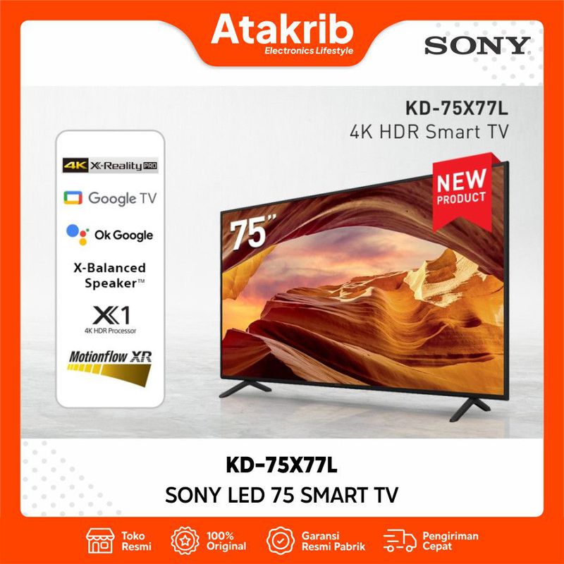 LED GOOGLE TV 4K 75 INCH MEREK SONY, TYPE KD75X77L