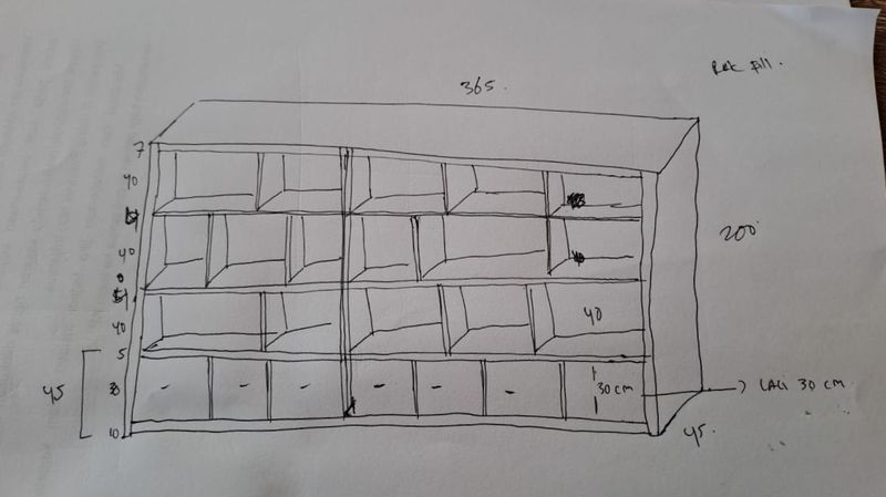 Rak Barang Kayu Jati P.365 X L.45 X T.200 cm