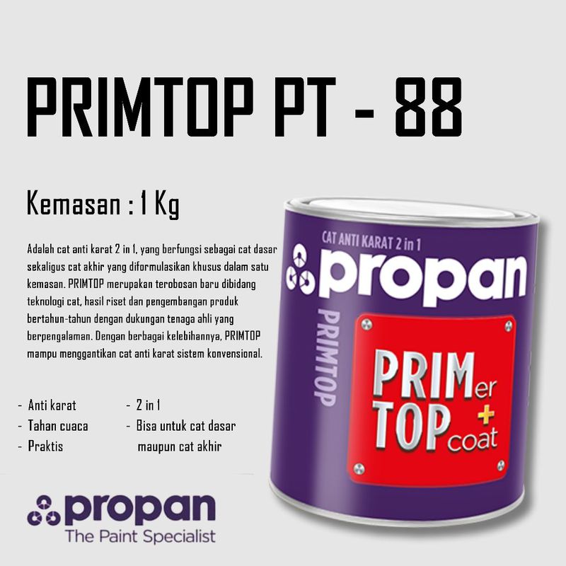 PROPAN - PRIMTOP PT-88/ CAT BESI/ CAT DASAR/ CAT AKHIR/ 2IN1 - ASH GREY