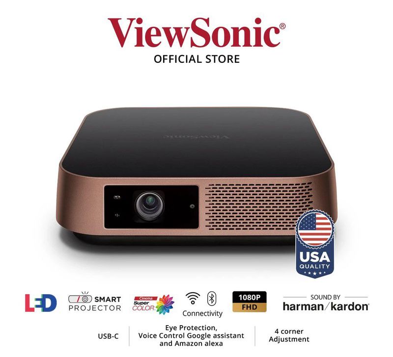ViewSonic M2 Smart Portable LED Lamp-Free Projector FHD 1080p WiFi ...