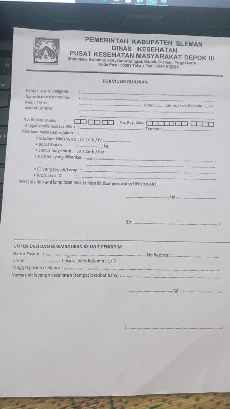 FORM RUJUKAN HIV PUSKESMAS DEPOK 3