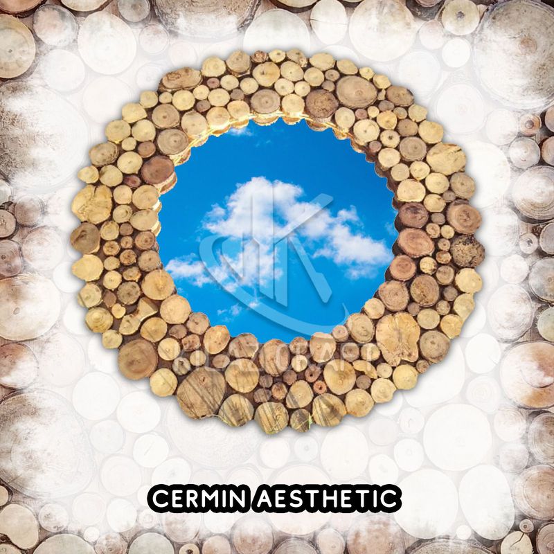 Cermin Bulat rustic - Cokelat