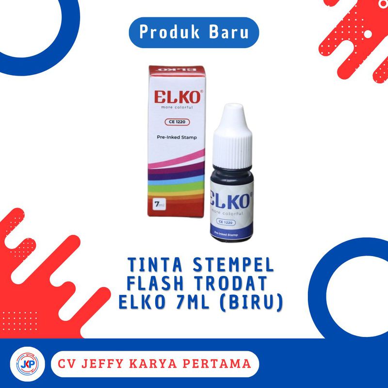 Tinta Stempel Flash Trodat Otomatis Warna BIRU isi 7 ML ELKO Waterproof