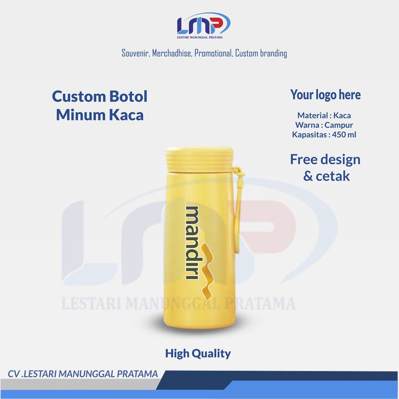 Merchandise Souvenir Custom Botol Minum Kaca Code#1019