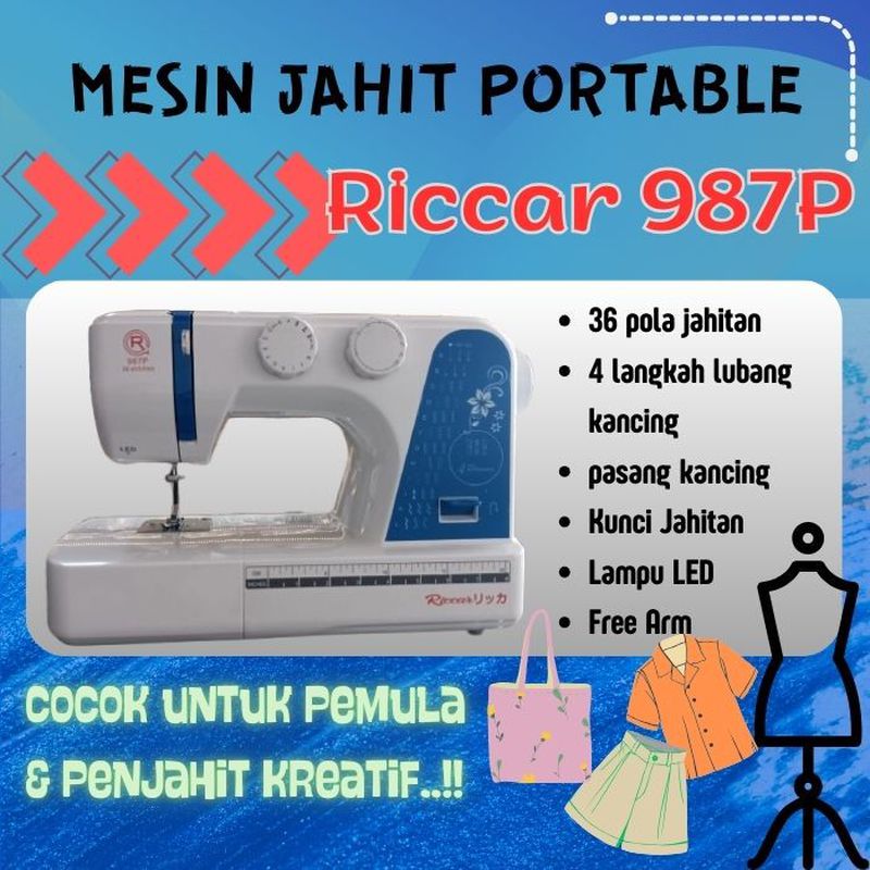 Mesin Jahit Riccar 987P portable 36 pola