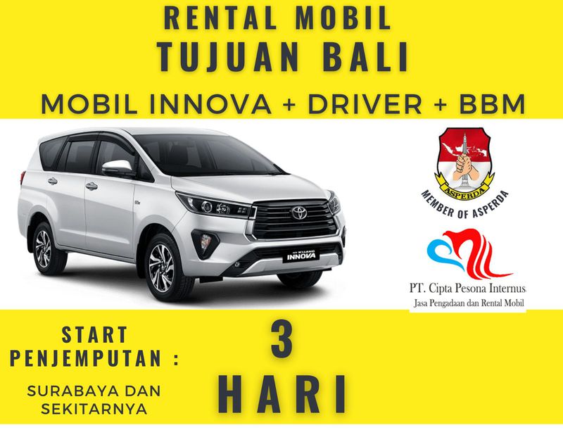 Sewa/Rental Mobil Innova, Driver, BBM Tujuan Dalam Kota Bali 3 Hari