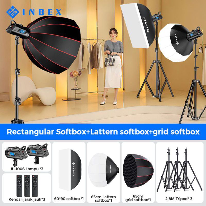 INBEX IL-100S Livestream Lampu kit Softbox Fill Lighting 2800-6500K ...