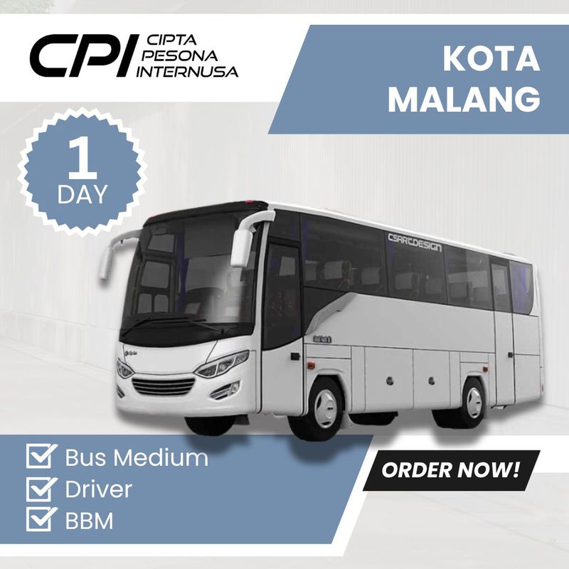 Sewa Kendaraan Bus Medium + Driver + BBM Tujuan Kota Malang 1 Hari