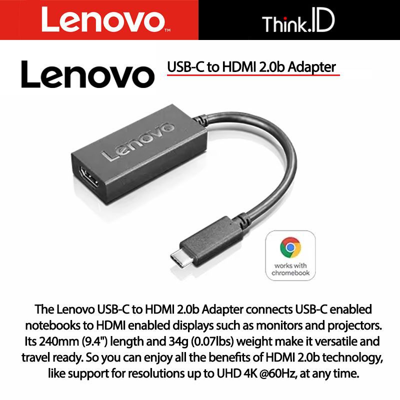 Lenovo USB-C to HDMI 2.0b Adapter 4X90R61022