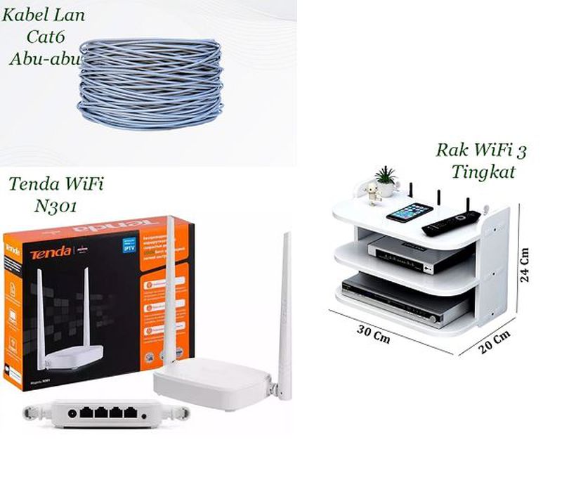 Pemasangan Kabel LAN Cat6 Abu-abu Tenda WiFi N301 Rak WiFi 3 Tinggkat ...