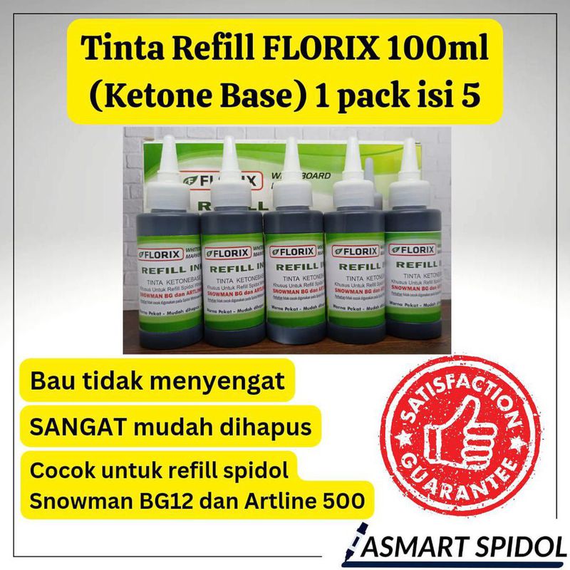 Reffil Tinta Spidol Snowman Merk Florix 100 ml isi 4 botol