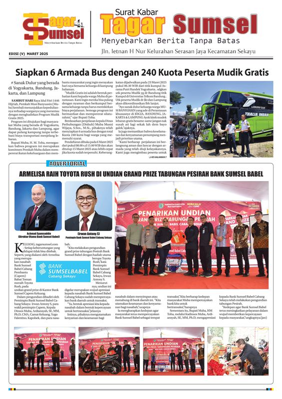 koran tagar sumsel 1/4 halaman