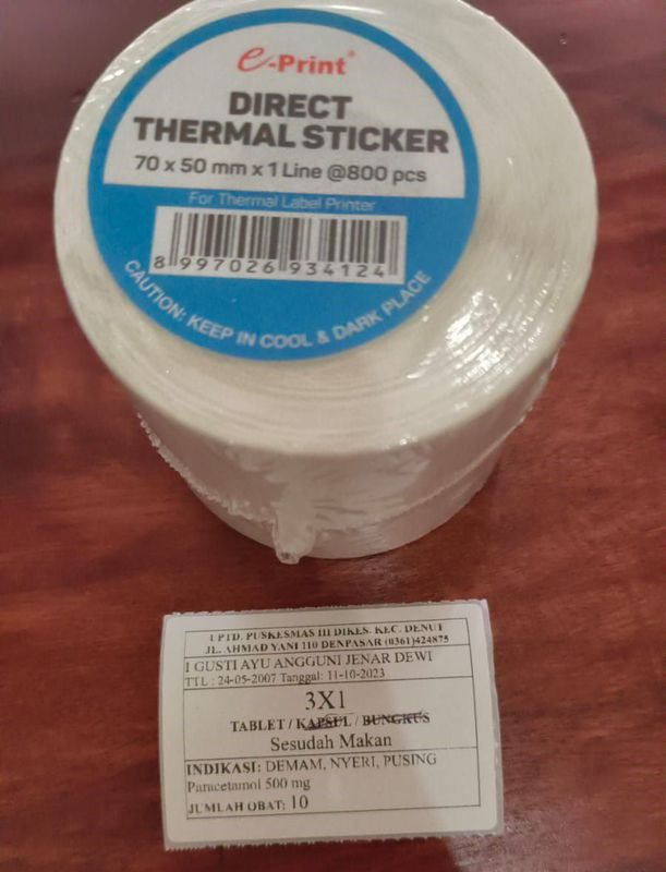 Label Thermal Sticker 70 X 50 mm X 1 Line