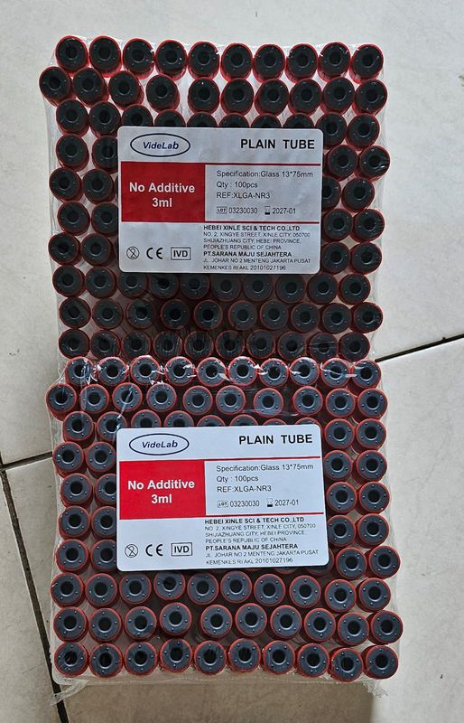 TABUNG PLAIN MERAH 3ML VIDELAB