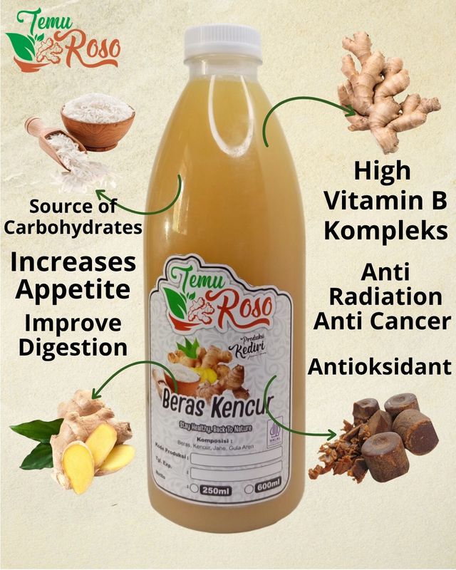Minuman Herbal Alami Temu Roso Beras Kencur Ukuran Botol 600ml