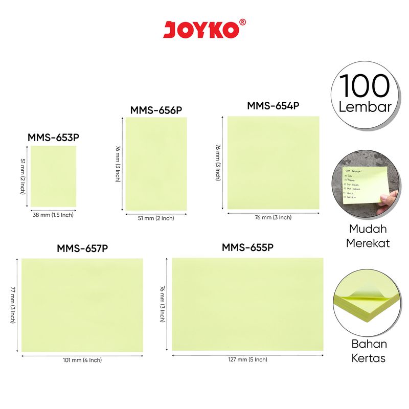 STICKY NOTES MEMO - 1.5 X 2 Inch