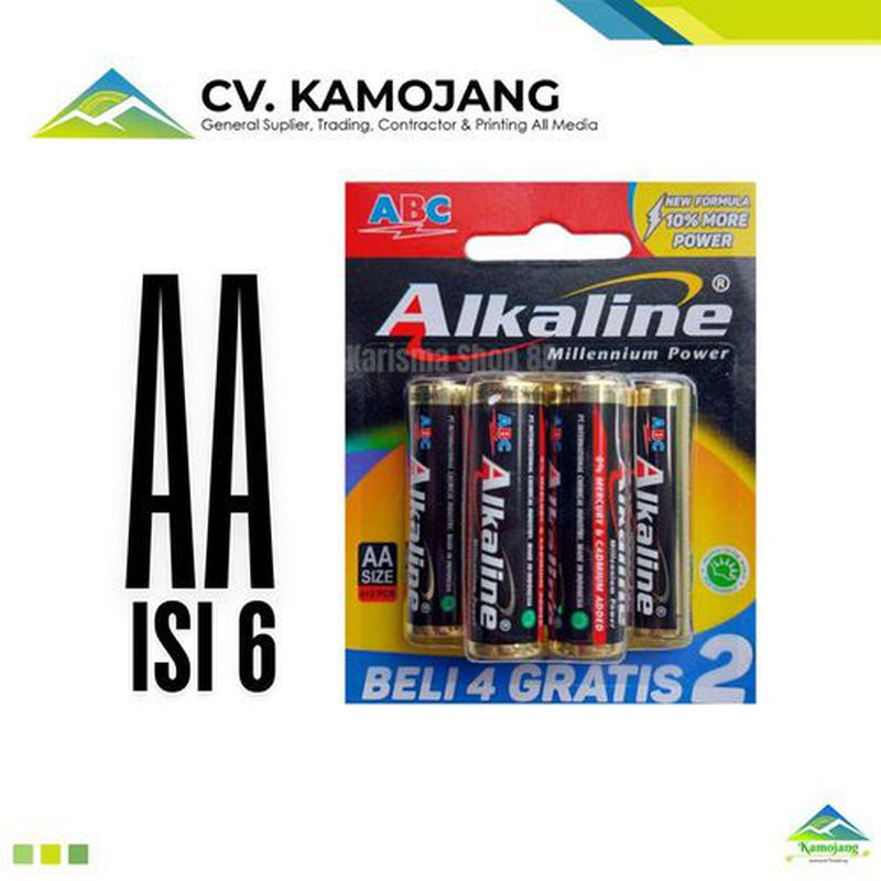 Baterai ABC Alkaline AA 4+2 / Baterai jam A2 ISI 6
