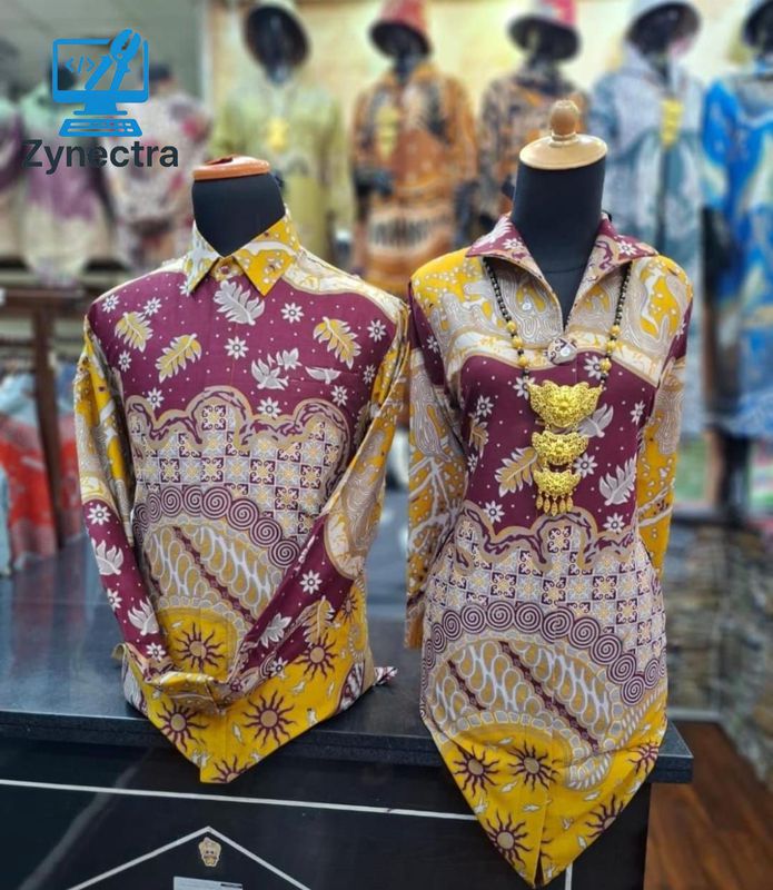 Kemeja Batik Slimfit Trendy Baju Katun Motif Kuning Maroon Nyaman ...