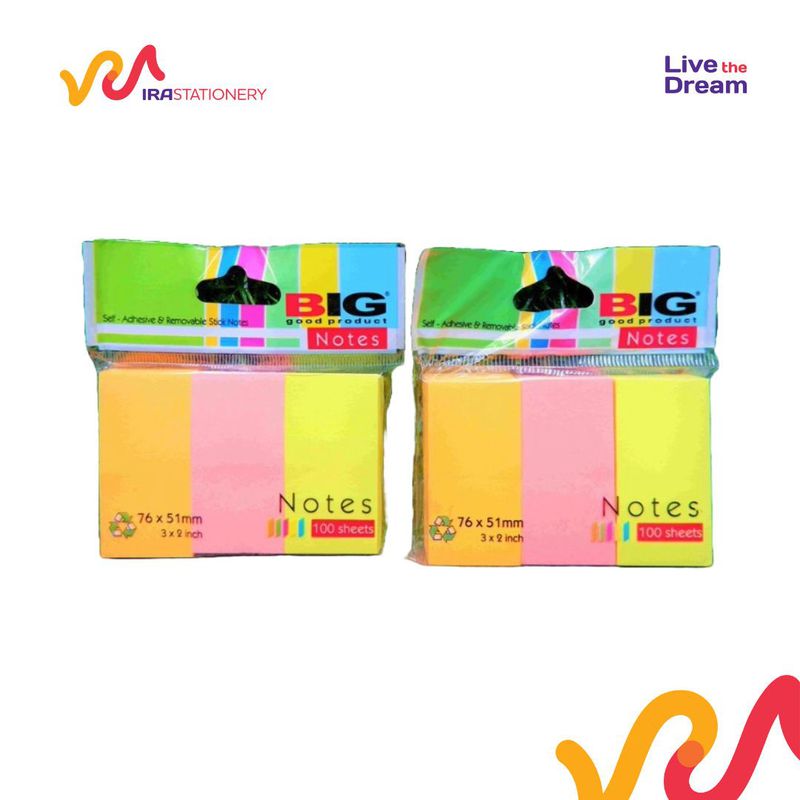 BIG STICKY NOTE 76X51 3 WARNA