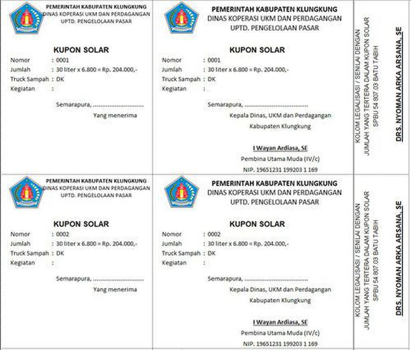 Cetak kupon voucher / Kupon belanja / Kupon BBM