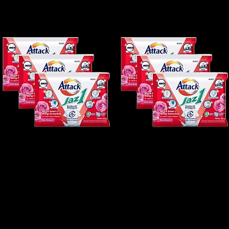 ATTACK JAZ 1 deterjen bubuk renceng isi 6 sachet @45 gr