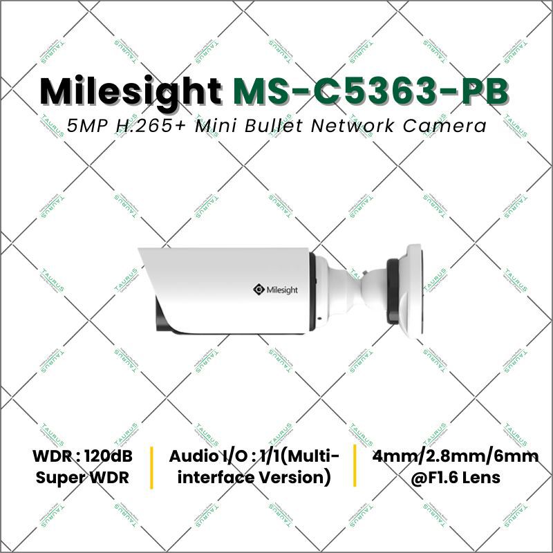 Milesight IP Camera CCTV MS-C5363-PB - 5MP H.265+ Mini Bullet Network