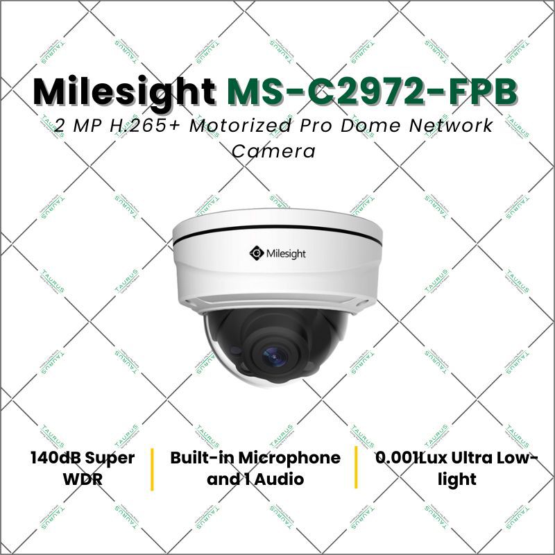 Milesight Camera CCTV Indoor MS-C2972-FPB 2MP H.265+ Motorized Pro Dome ...