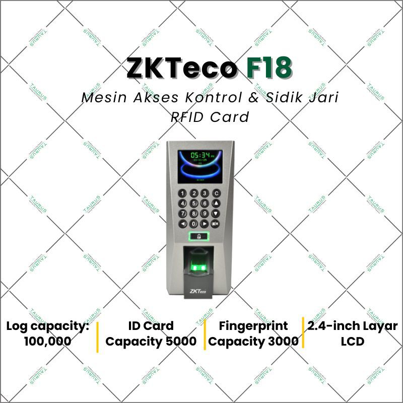 ZKTeco F18 Mesin Akses Kontrol & Sidik Jari RFID Card