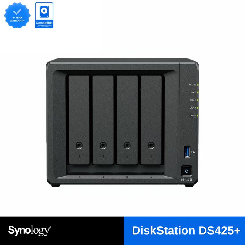 Synology Ds425+ DiskStation 4 Slot NAS Server Storage Cloud - NO HDD/SSD